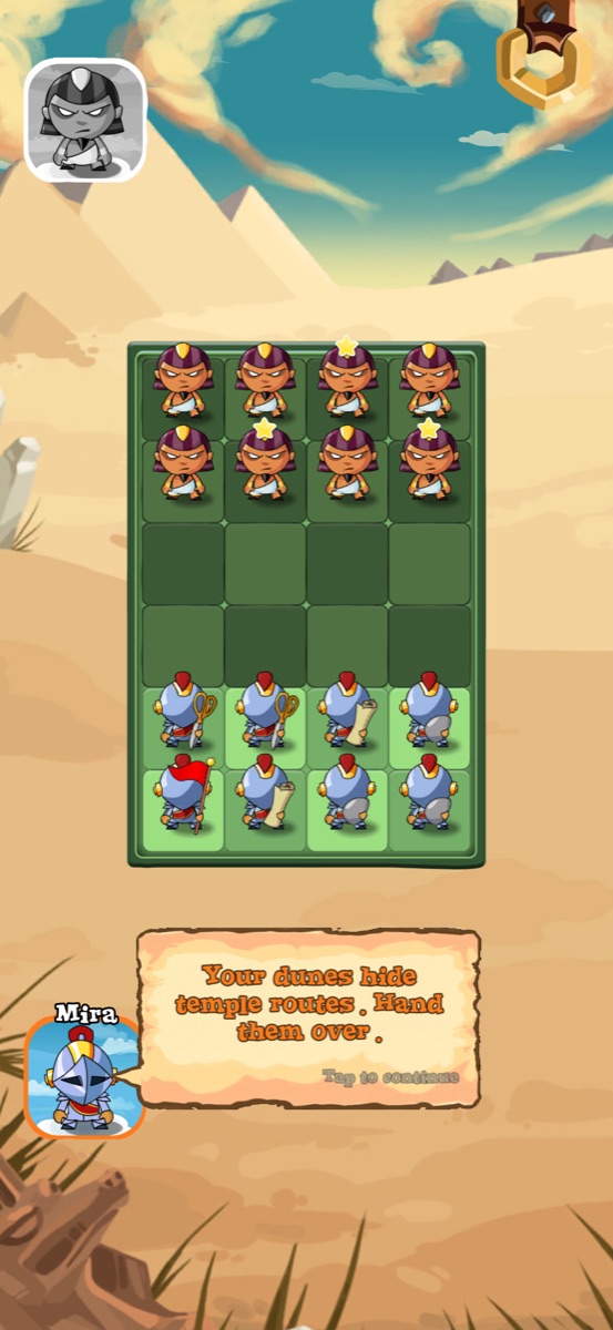 Mira demanding the temple routes before an Act 1 battle
